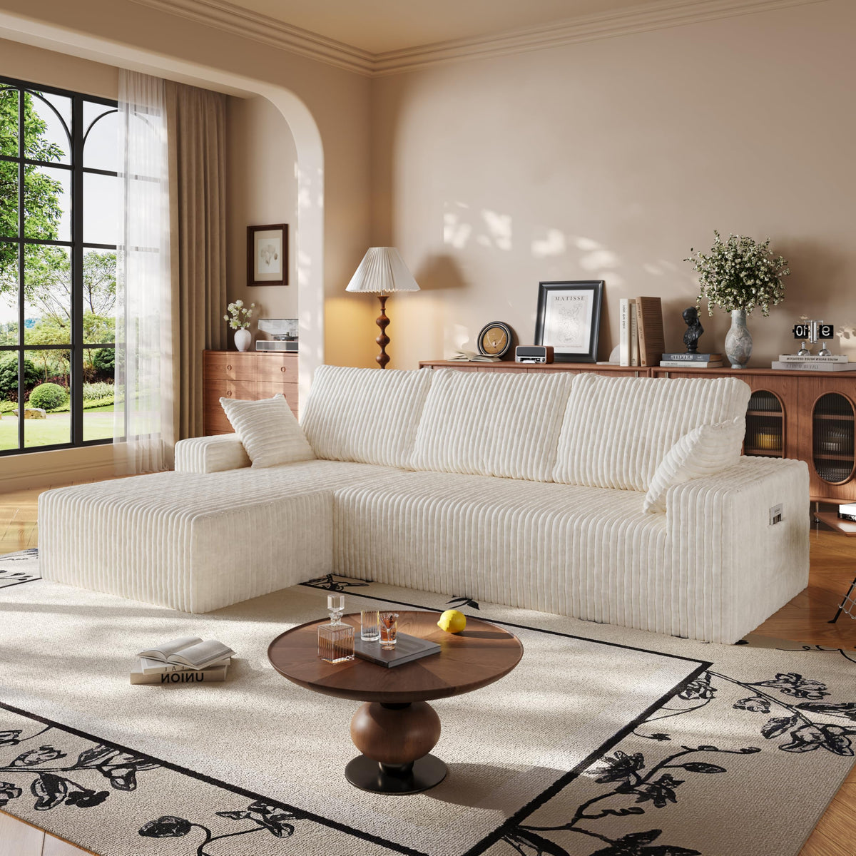108" Cloud Sectional Couch with L-Shape Chaise,4 Seat Modern Modular Sofa with Deep Seat,Upholstered Couches with Throw Pillows,No Assembly Required Boneless Sofa for Living Room Apartment