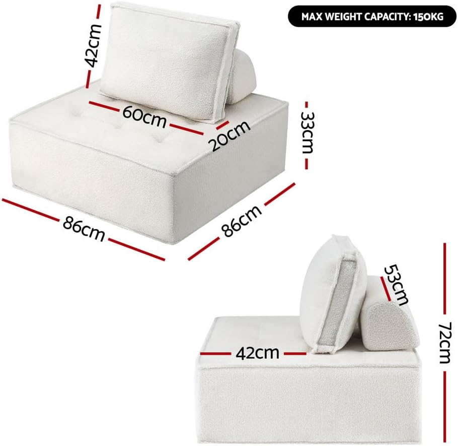 Artiss Floor Sofa Lounge Chair with Pillow 3 Seater