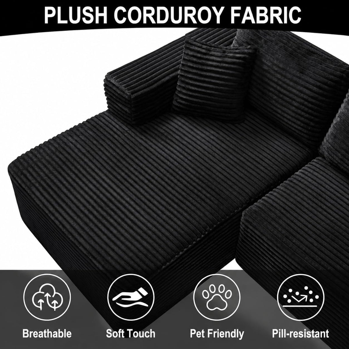 108" Cloud Sectional Couch with L-Shape Chaise,4 Seat Modern Modular Sofa with Deep Seat,Upholstered Couches with Throw Pillows,No Assembly Required Boneless Sofa for Living Room Apartment