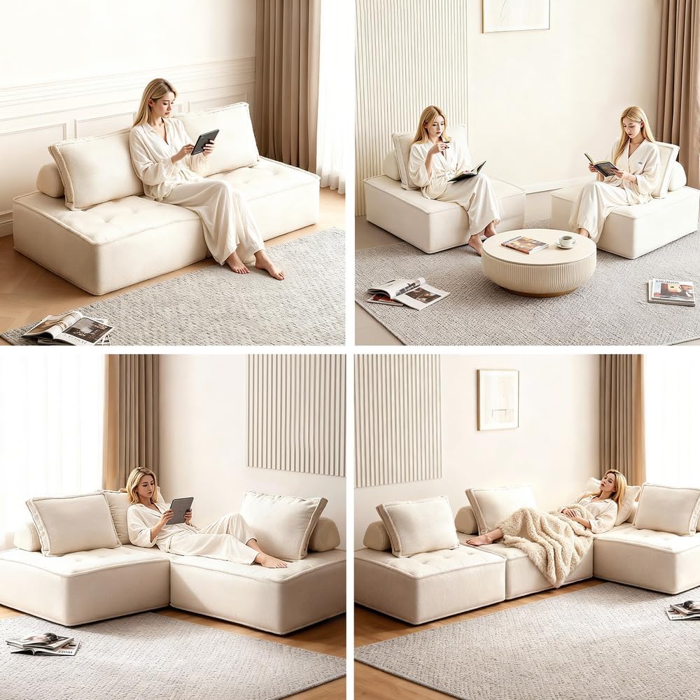 Artiss Floor Sofa Lounge Chair with Pillow 3 Seater