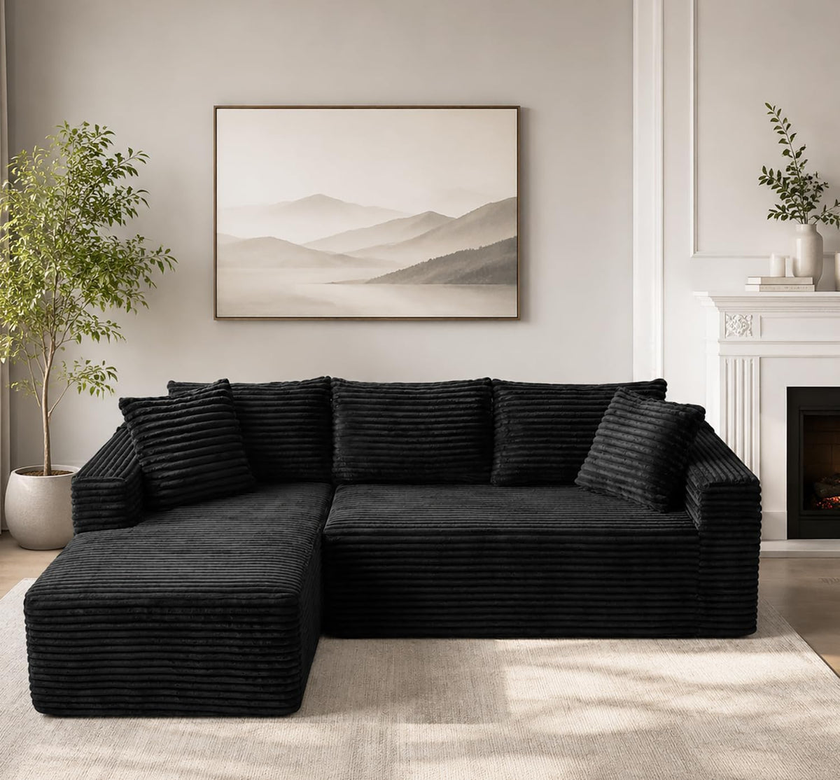 108" Cloud Sectional Couch with L-Shape Chaise,4 Seat Modern Modular Sofa with Deep Seat,Upholstered Couches with Throw Pillows,No Assembly Required Boneless Sofa for Living Room Apartment
