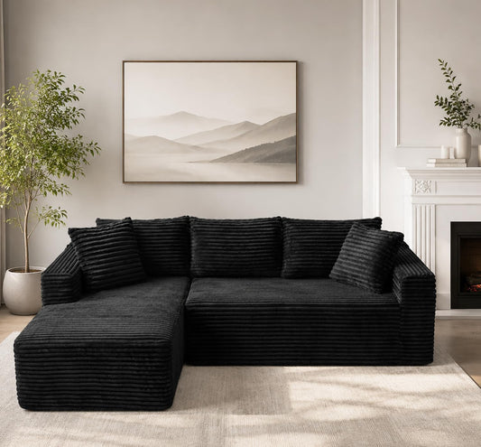 108" Cloud Sectional Couch with L-Shape Chaise,4 Seat Modern Modular Sofa with Deep Seat,Upholstered Couches with Throw Pillows,No Assembly Required Boneless Sofa for Living Room Apartment