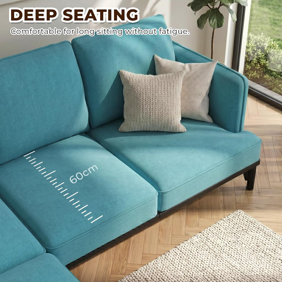 3 Seater Sofa Bed with Ottoman,191cm Modular Sofa