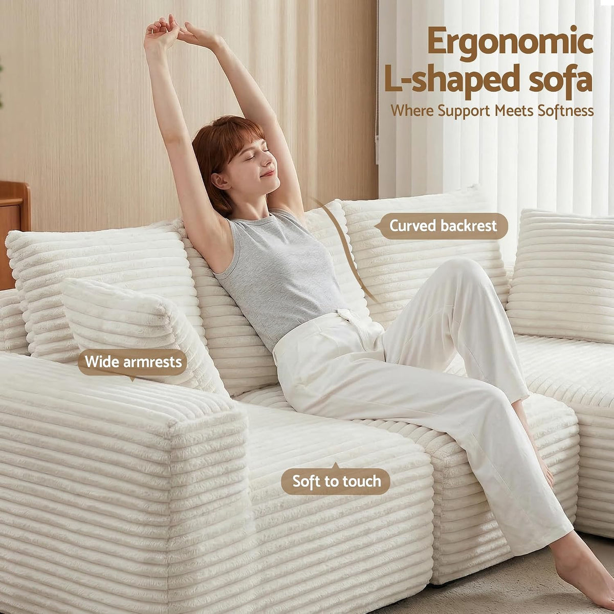 Artiss Modular 3 Seater Sofa L-Shaped White