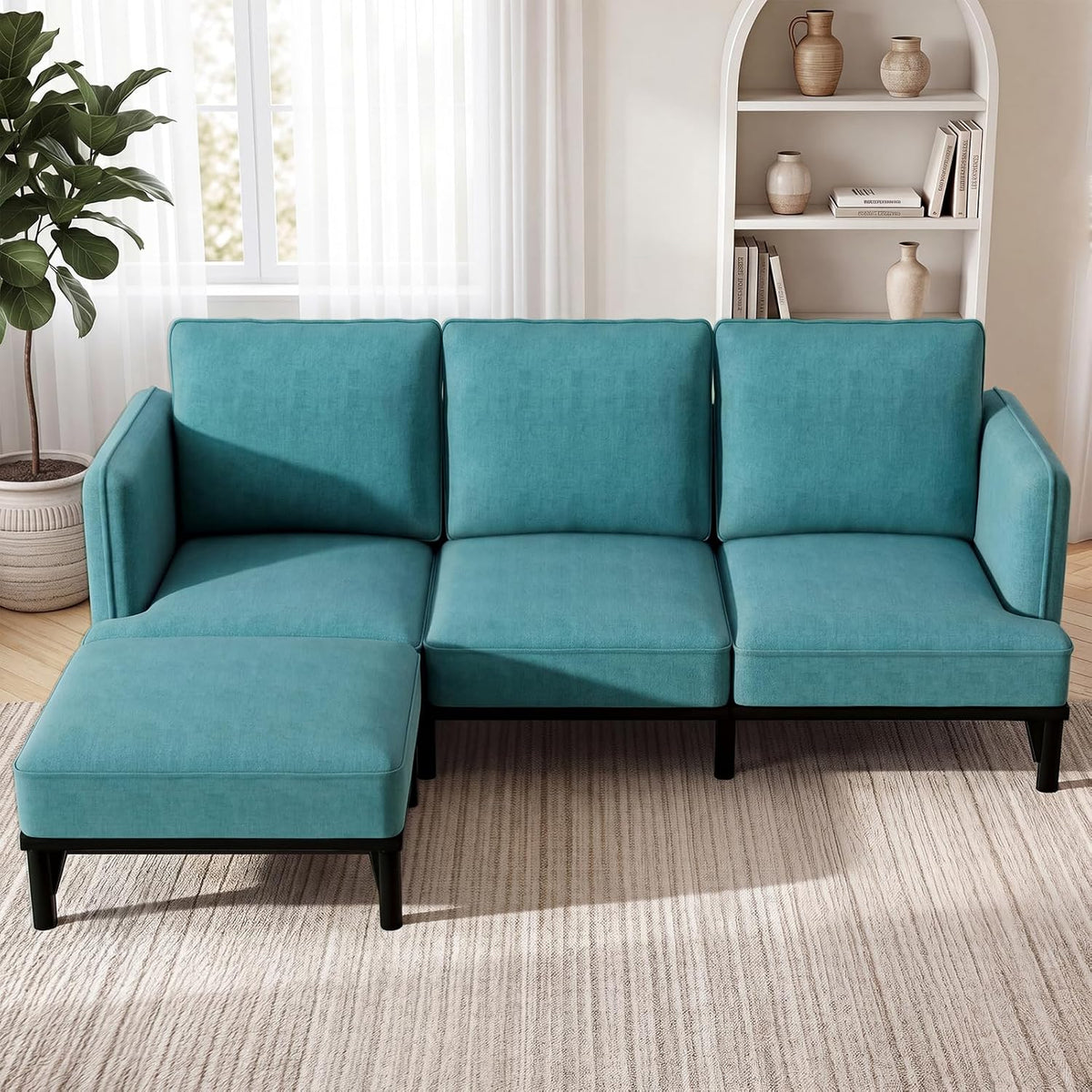 3 Seater Sofa Bed with Ottoman,191cm Modular Sofa