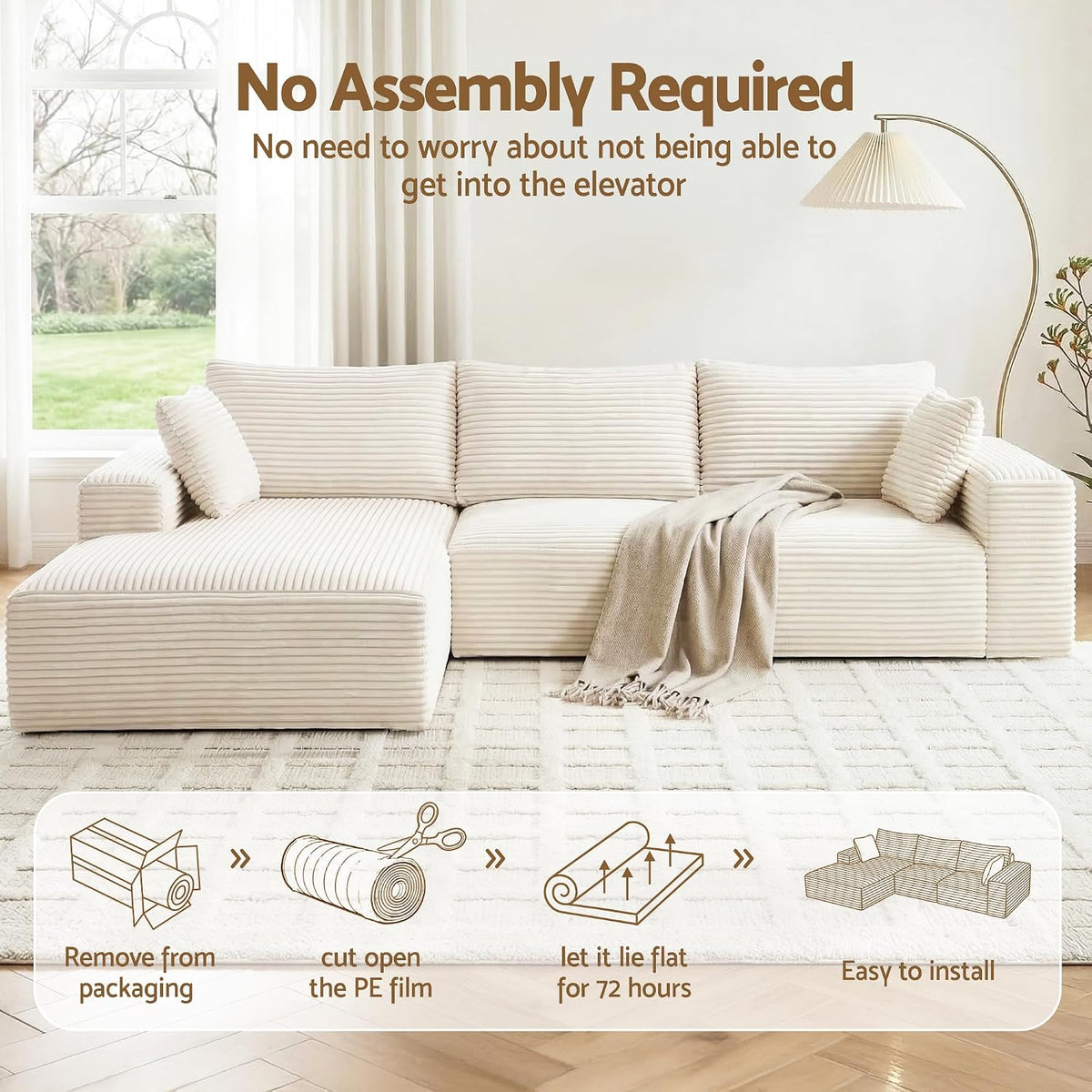 Artiss Modular 3 Seater Sofa L-Shaped White
