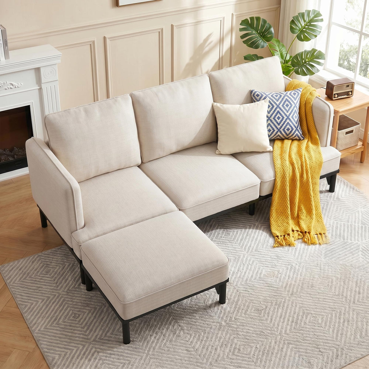 3 Seater Sofa Bed with Ottoman,191cm Modular Sofa