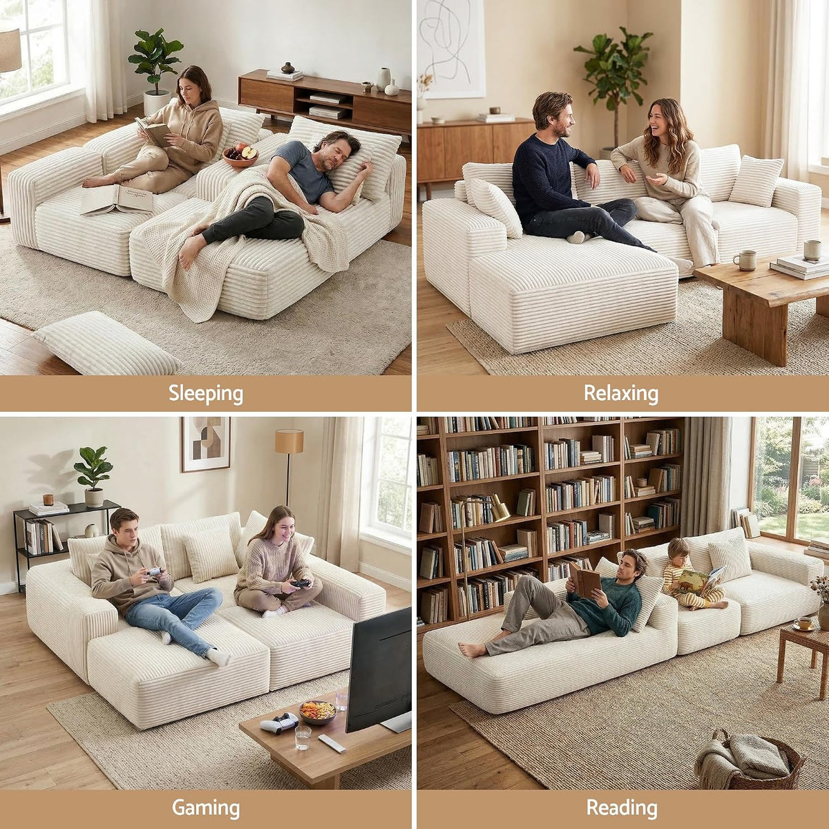 Artiss Modular 3 Seater Sofa L-Shaped White