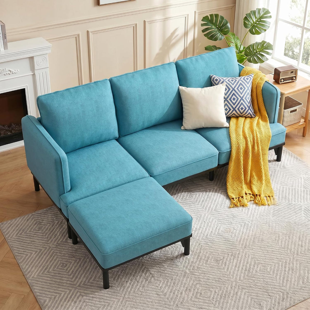 3 Seater Sofa Bed with Ottoman,191cm Modular Sofa